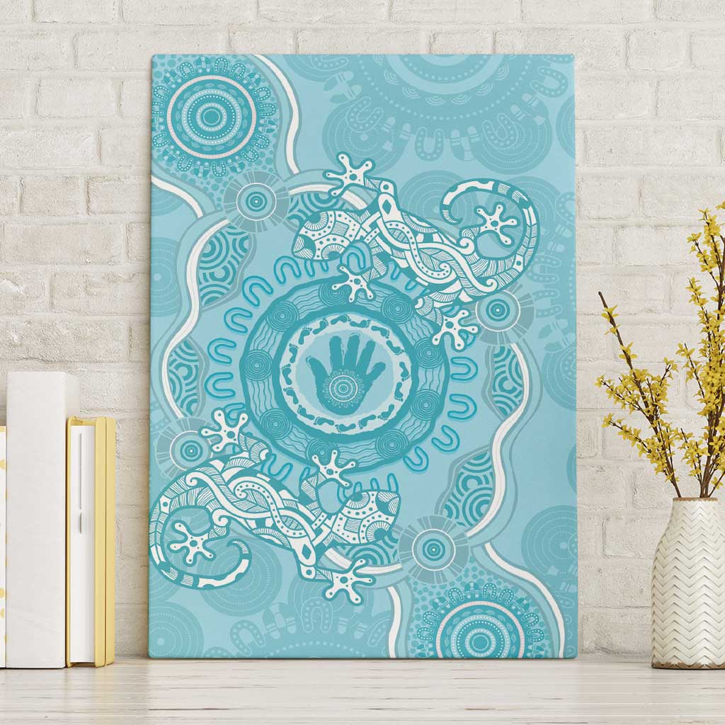 Blue Australia Lizard With Aboriginal Art Canvas Wall Art
