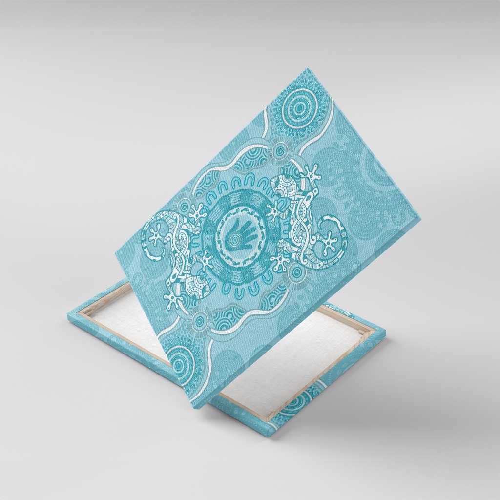 Blue Australia Lizard With Aboriginal Art Canvas Wall Art