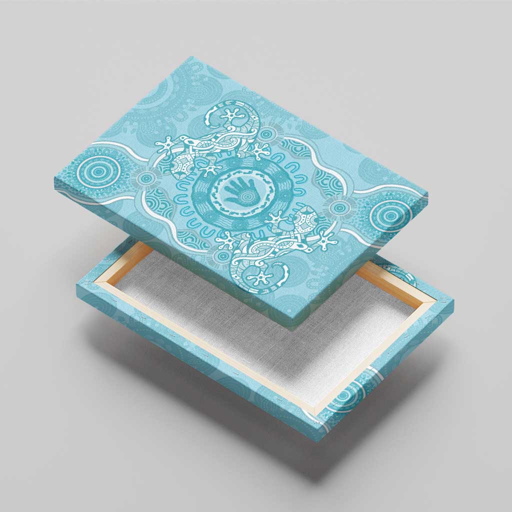 Blue Australia Lizard With Aboriginal Art Canvas Wall Art