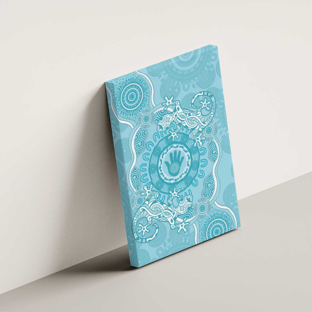 Blue Australia Lizard With Aboriginal Art Canvas Wall Art