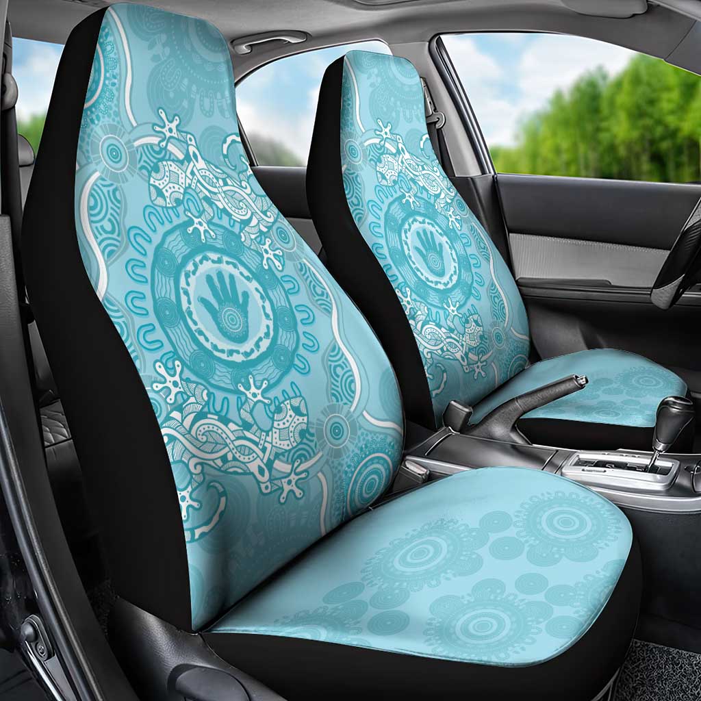 Blue Australia Lizard With Aboriginal Art Car Seat Cover
