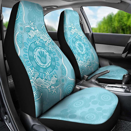 Blue Australia Lizard With Aboriginal Art Car Seat Cover