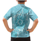 Blue Australia Lizard With Aboriginal Art Family Matching Mermaid Dress and Hawaiian Shirt