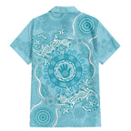 Blue Australia Lizard With Aboriginal Art Family Matching Mermaid Dress and Hawaiian Shirt