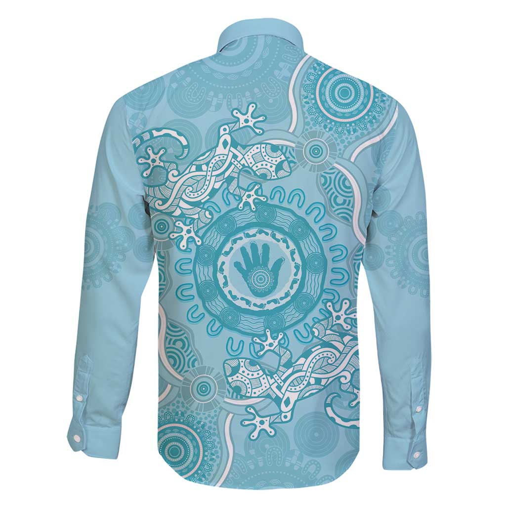 Blue Australia Lizard With Aboriginal Art Family Matching Mermaid Dress and Hawaiian Shirt