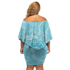 Blue Australia Lizard With Aboriginal Art Family Matching Off Shoulder Short Dress and Hawaiian Shirt