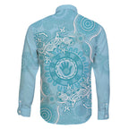 Blue Australia Lizard With Aboriginal Art Family Matching Puletasi and Hawaiian Shirt