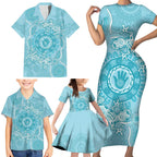 Blue Australia Lizard With Aboriginal Art Family Matching Short Sleeve Bodycon Dress and Hawaiian Shirt