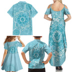Blue Australia Lizard With Aboriginal Art Family Matching Summer Maxi Dress and Hawaiian Shirt