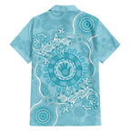 Blue Australia Lizard With Aboriginal Art Family Matching Tank Maxi Dress and Hawaiian Shirt