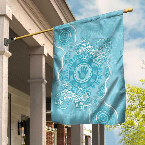 Blue Australia Lizard With Aboriginal Art Garden Flag