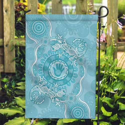 Blue Australia Lizard With Aboriginal Art Garden Flag