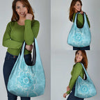 Blue Australia Lizard With Aboriginal Art Grocery Bag