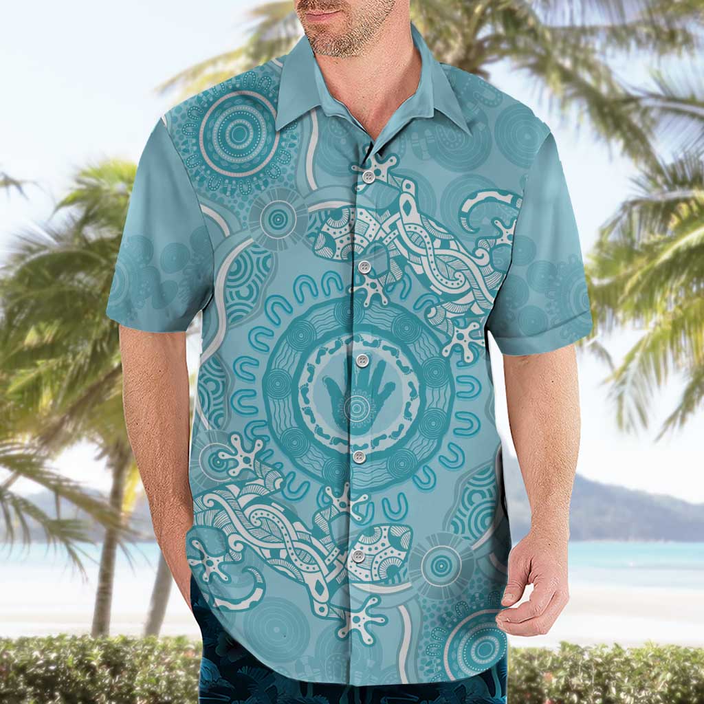 Blue Australia Lizard With Aboriginal Art Hawaiian Shirt