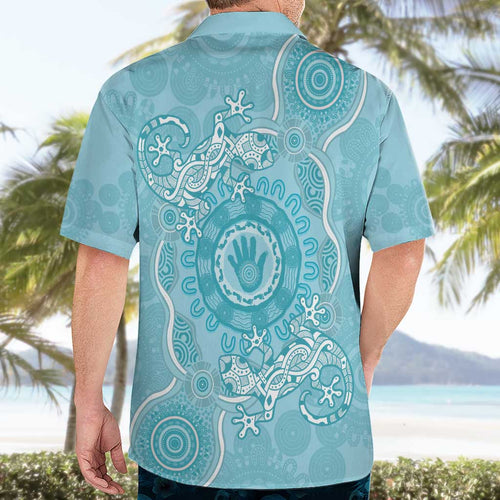 Blue Australia Lizard With Aboriginal Art Hawaiian Shirt