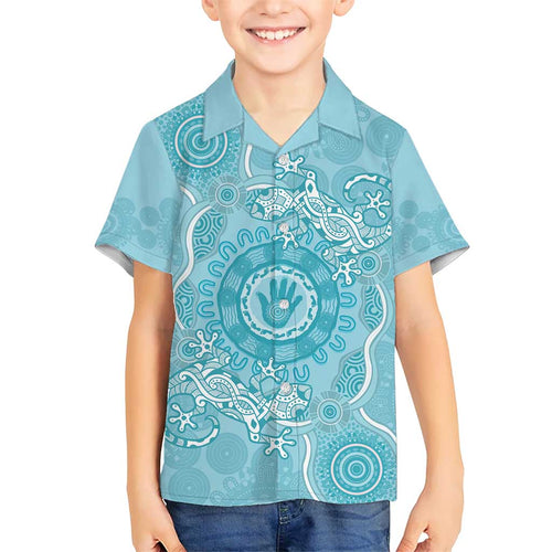 Blue Australia Lizard With Aboriginal Art Hawaiian Shirt