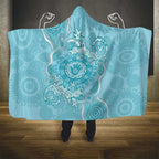 Blue Australia Lizard With Aboriginal Art Hooded Blanket