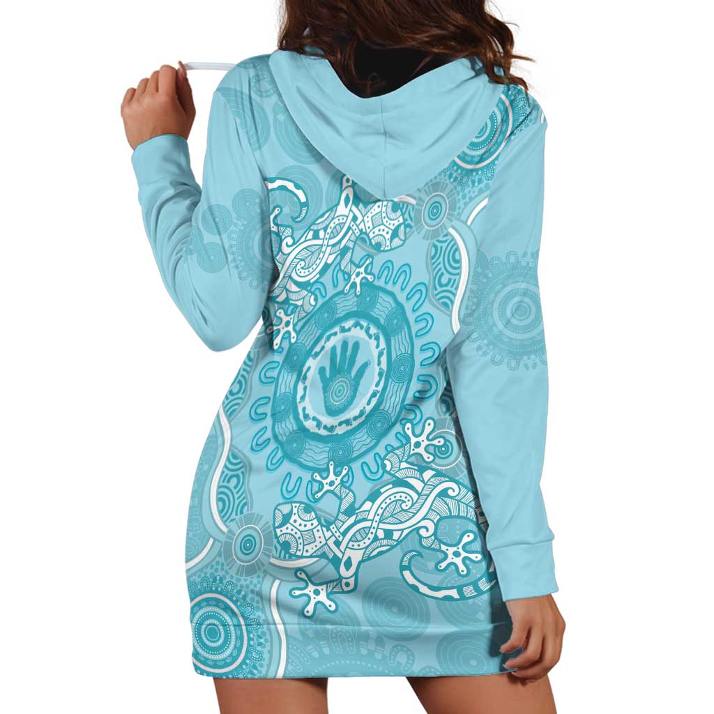 Blue Australia Lizard With Aboriginal Art Hoodie Dress