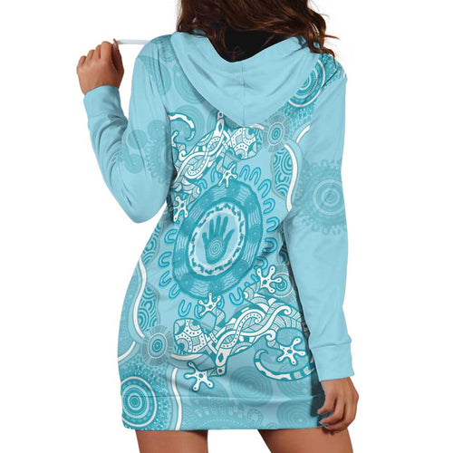 Blue Australia Lizard With Aboriginal Art Hoodie Dress