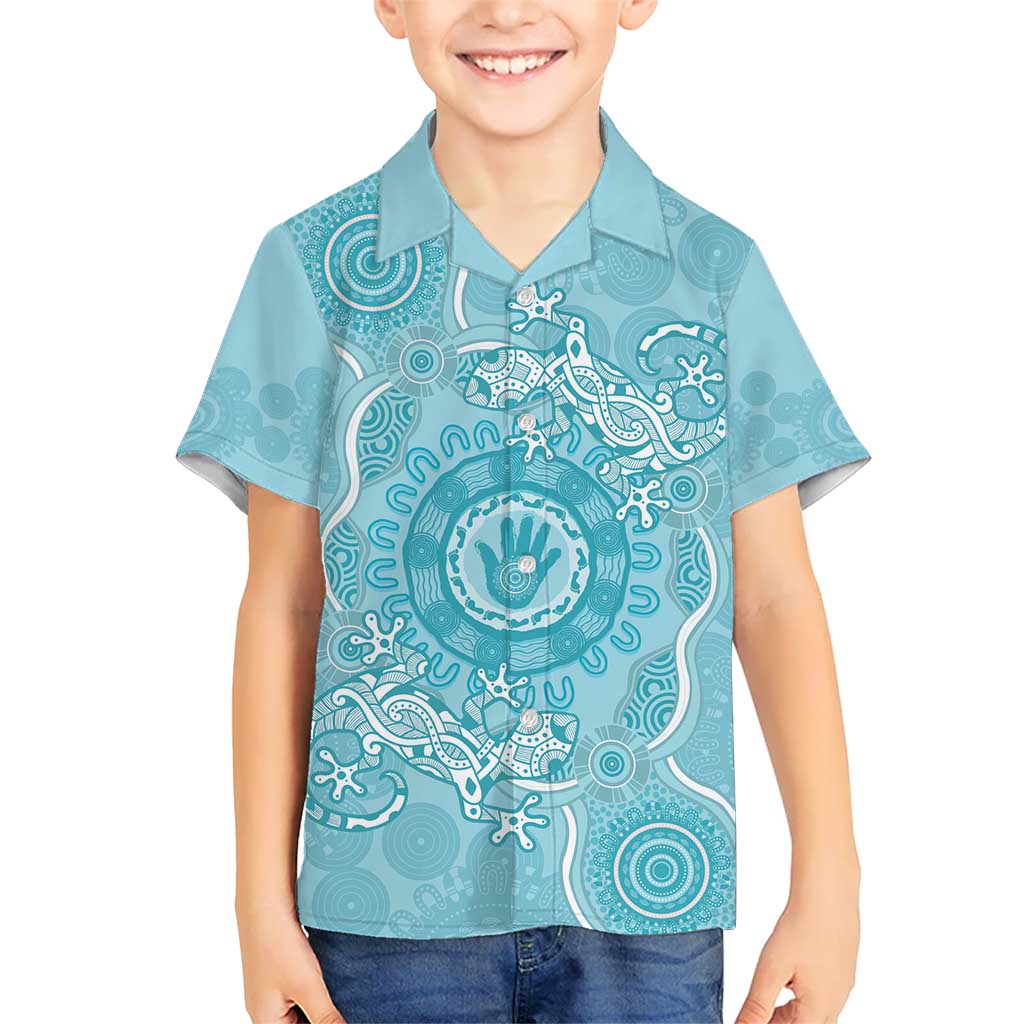Blue Australia Lizard With Aboriginal Art Kid Hawaiian Shirt