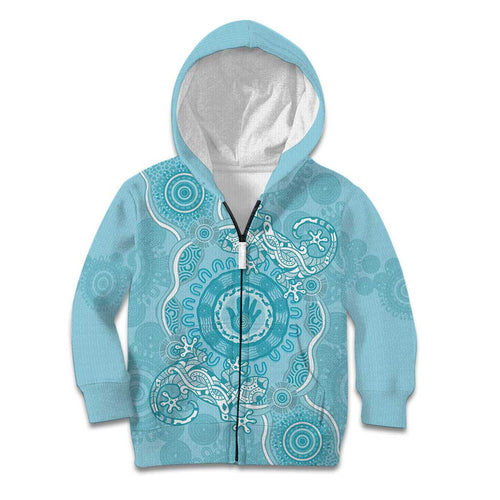 Blue Australia Lizard With Aboriginal Art Kid Hoodie