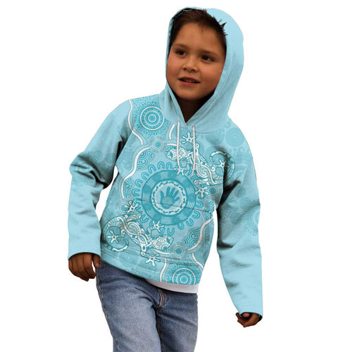 Blue Australia Lizard With Aboriginal Art Kid Hoodie