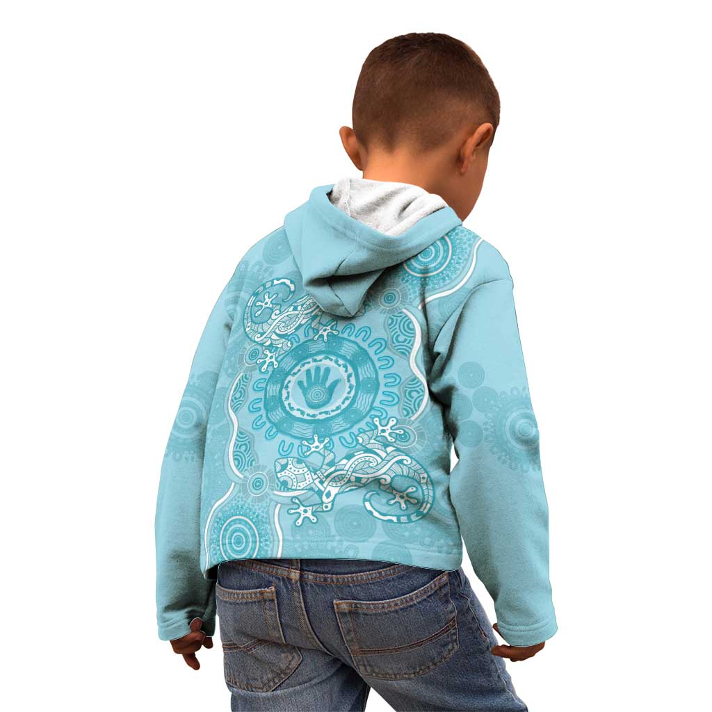Blue Australia Lizard With Aboriginal Art Kid Hoodie