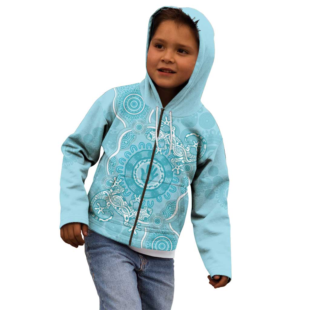 Blue Australia Lizard With Aboriginal Art Kid Hoodie