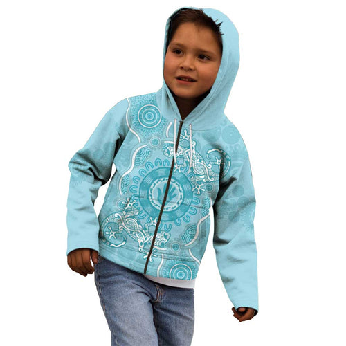 Blue Australia Lizard With Aboriginal Art Kid Hoodie