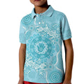 Blue Australia Lizard With Aboriginal Art Kid Polo Shirt