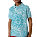Blue Australia Lizard With Aboriginal Art Kid Polo Shirt