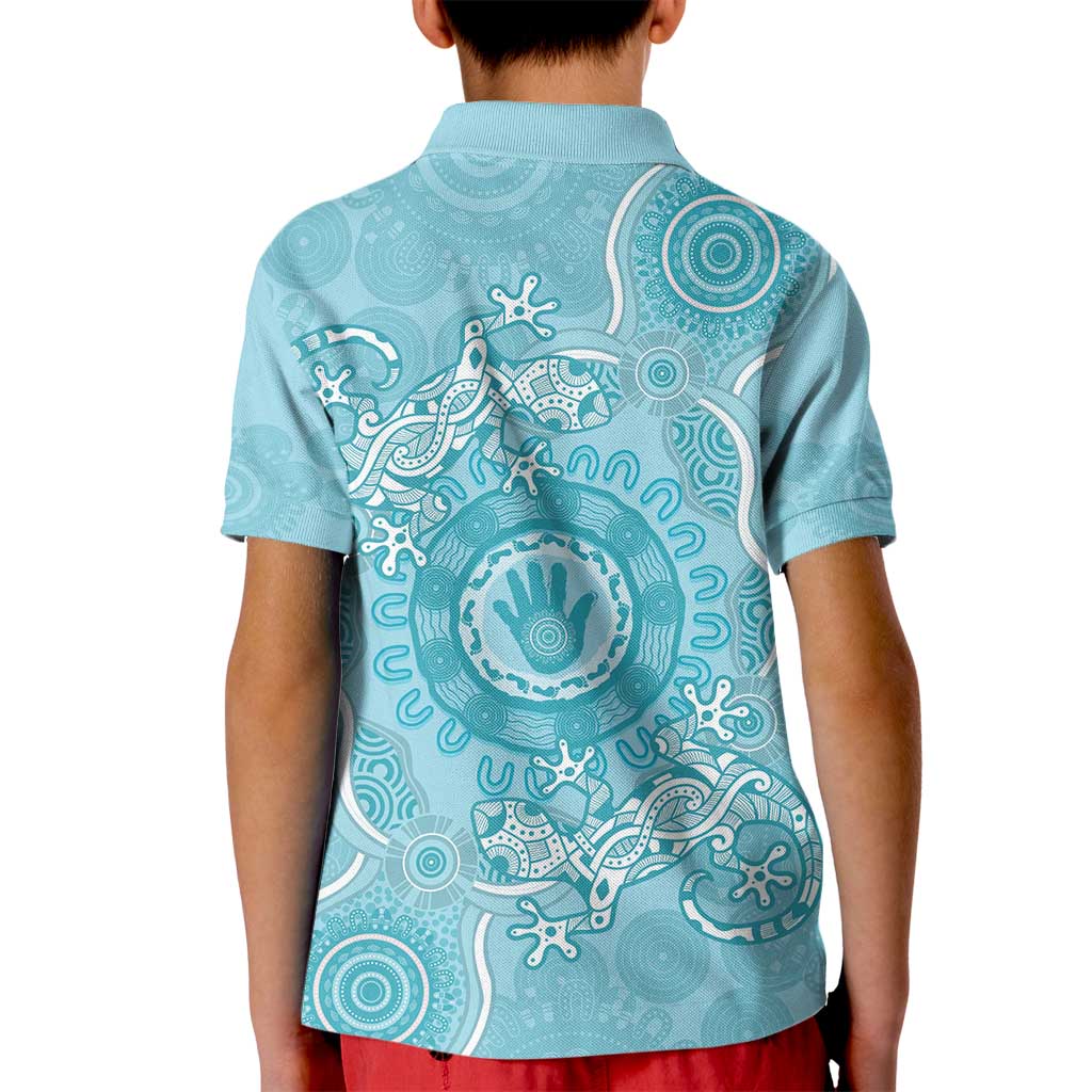 Blue Australia Lizard With Aboriginal Art Kid Polo Shirt