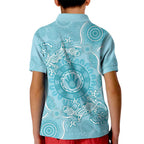 Blue Australia Lizard With Aboriginal Art Kid Polo Shirt