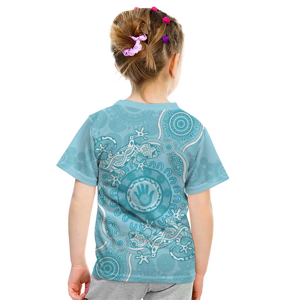 Blue Australia Lizard With Aboriginal Art Kid T Shirt