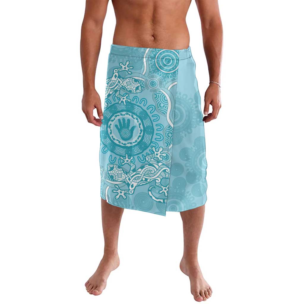 Blue Australia Lizard With Aboriginal Art Lavalava