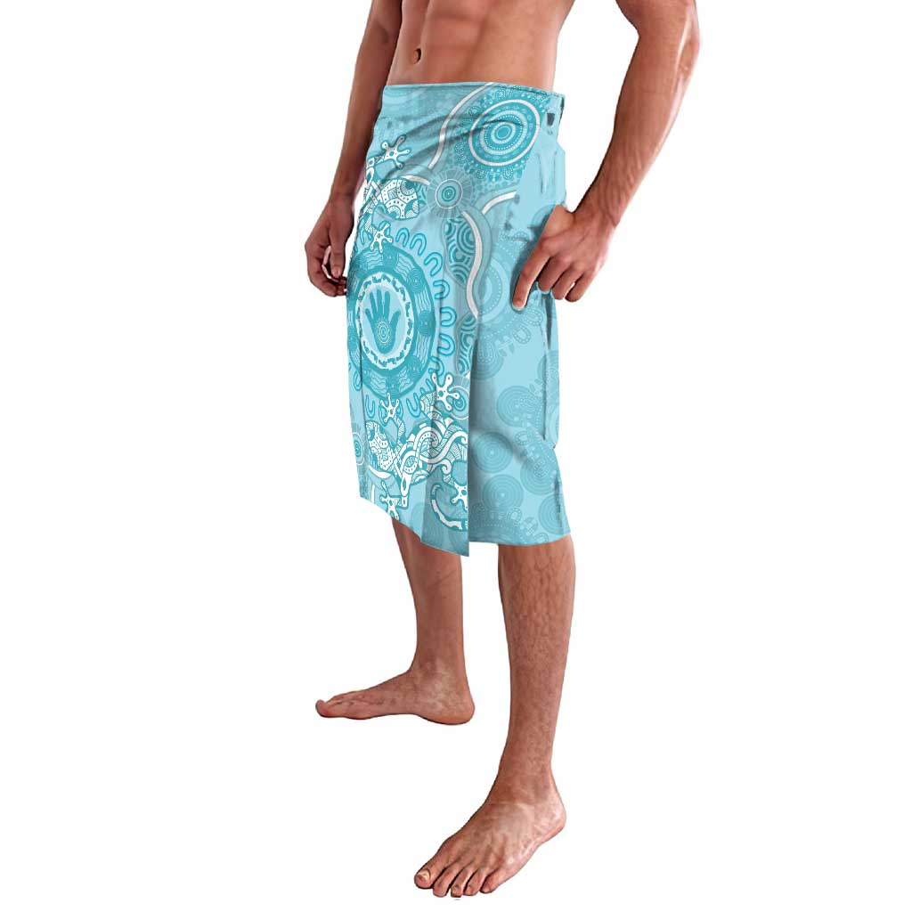Blue Australia Lizard With Aboriginal Art Lavalava