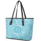 Blue Australia Lizard With Aboriginal Art Leather Tote Bag