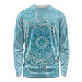 Blue Australia Lizard With Aboriginal Art Long Sleeve Shirt