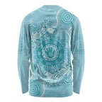 Blue Australia Lizard With Aboriginal Art Long Sleeve Shirt
