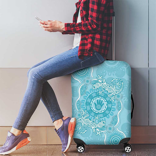 Blue Australia Lizard With Aboriginal Art Luggage Cover
