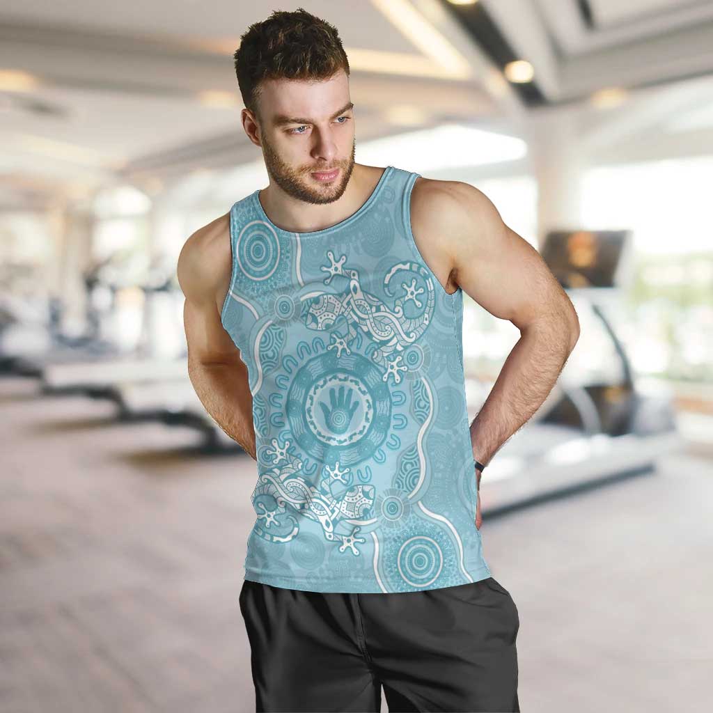 Blue Australia Lizard With Aboriginal Art Men Tank Top