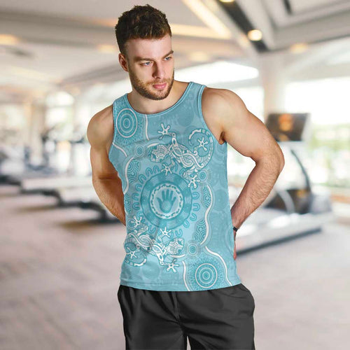 Blue Australia Lizard With Aboriginal Art Men Tank Top