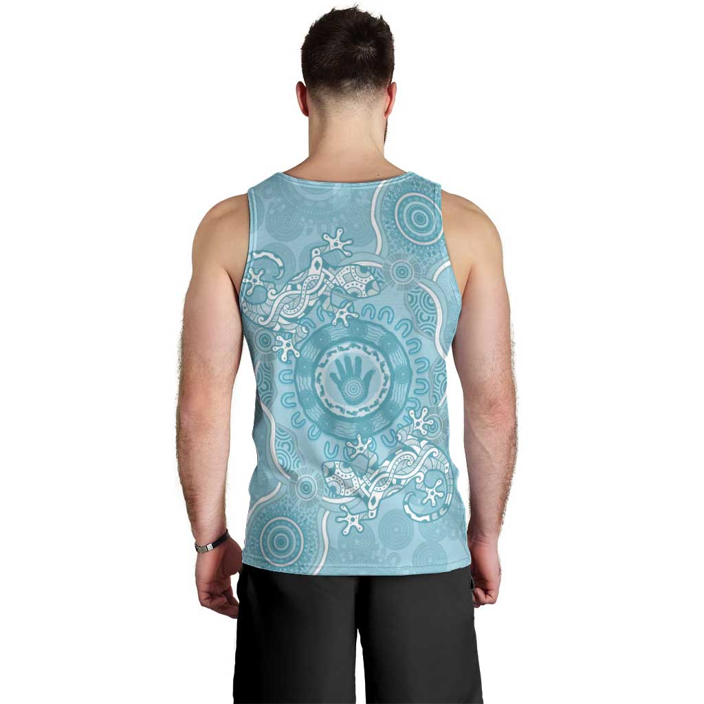 Blue Australia Lizard With Aboriginal Art Men Tank Top