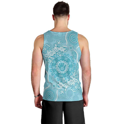 Blue Australia Lizard With Aboriginal Art Men Tank Top