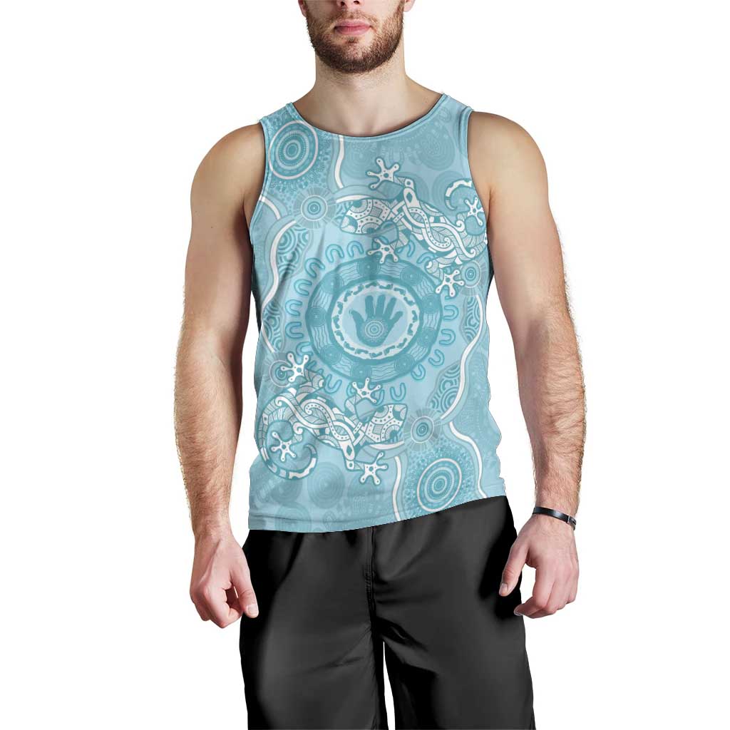 Blue Australia Lizard With Aboriginal Art Men Tank Top