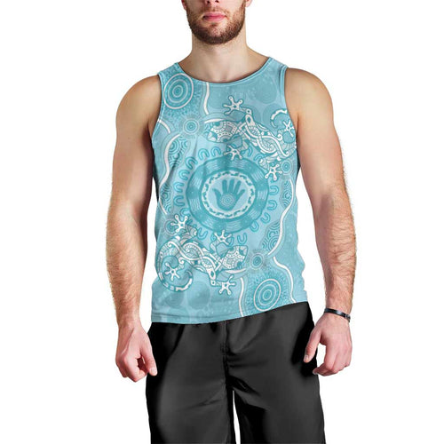 Blue Australia Lizard With Aboriginal Art Men Tank Top