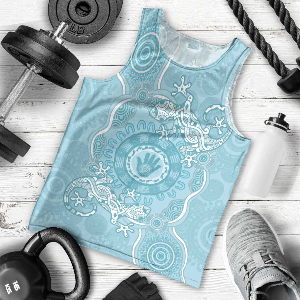 Blue Australia Lizard With Aboriginal Art Men Tank Top