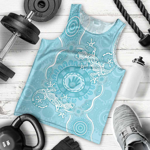 Blue Australia Lizard With Aboriginal Art Men Tank Top