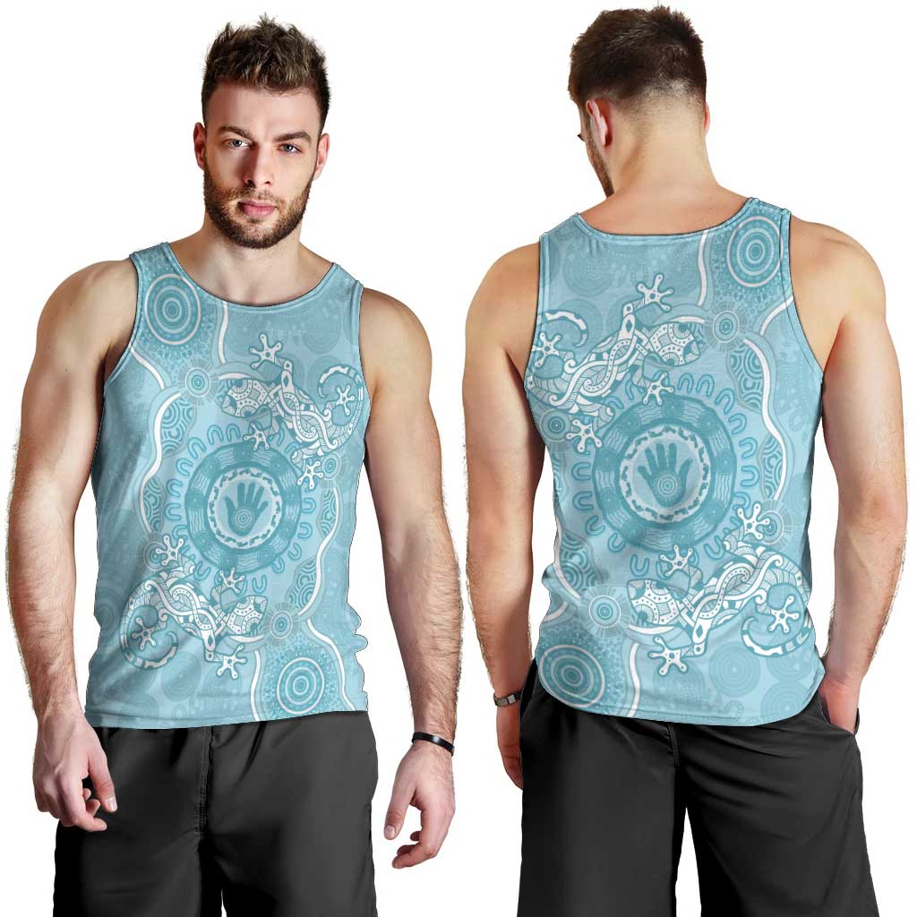 Blue Australia Lizard With Aboriginal Art Men Tank Top
