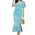 Blue Australia Lizard With Aboriginal Art Mermaid Dress